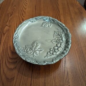 Arthur Court Vintage Pedestal Serving Plate with Leaf and Grape Design